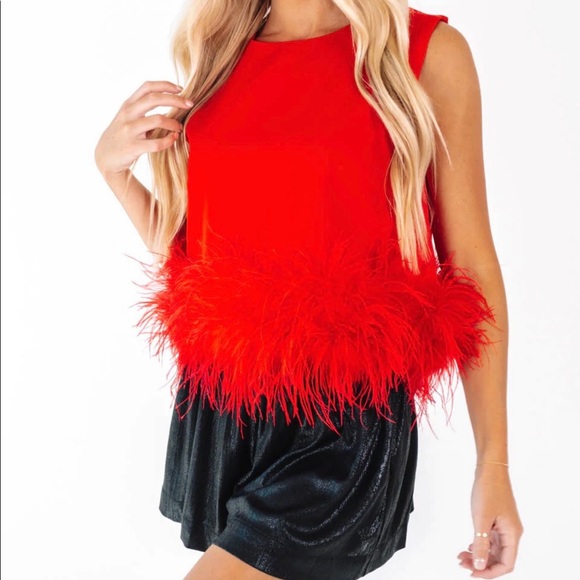 Red Feather Top♥️💋 - Picture 2 of 3